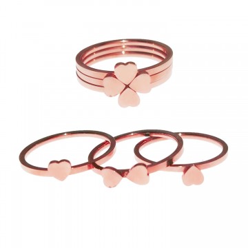 Titanium Steel 3 in 1 Lucky Clover Stackable Finger Ring
